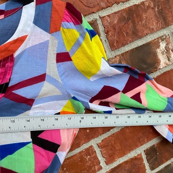 Plenty By Tracy Reese Womens XS Multicolor Geometric Pullover Pintuck Top - Picture 9 of 10